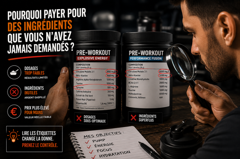Lire les étiquettes d’un pré-workout : dosages, ingrédients, prix