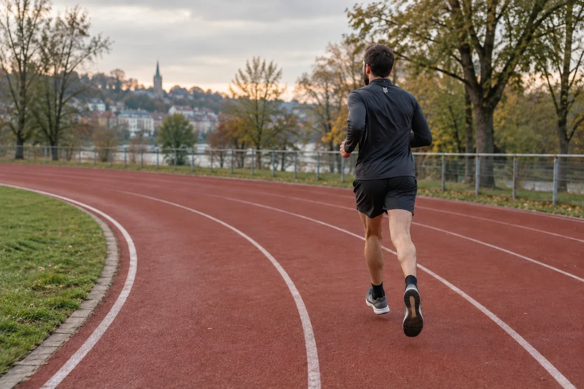Scène d’illustration : un sportif court sur une piste d’athlétisme.