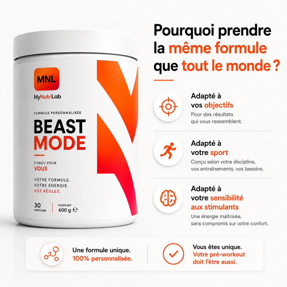 Pre-Workout MyNutriLab — Personnalisable au mg près